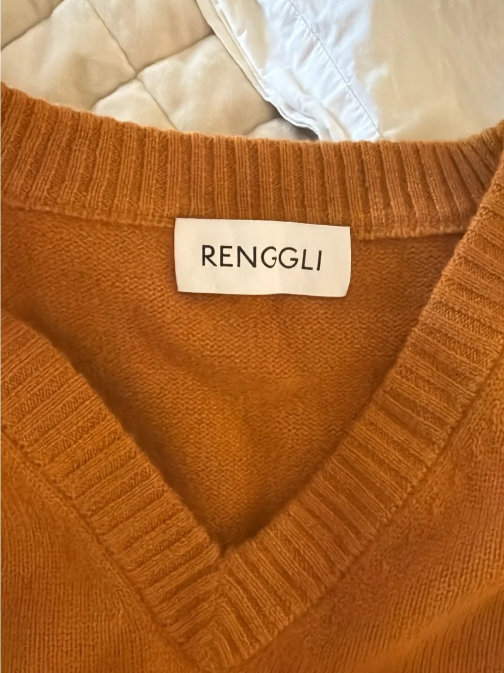 Renggli Studio Morgan Stewart V neck merino sweater ochre S